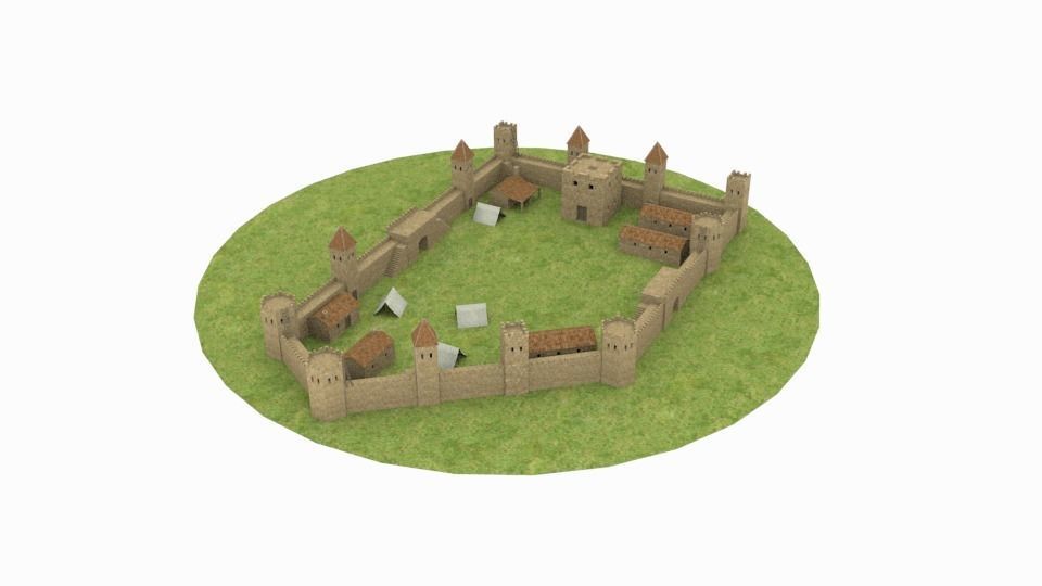 Ancient castle  Low-poly 3D model_1