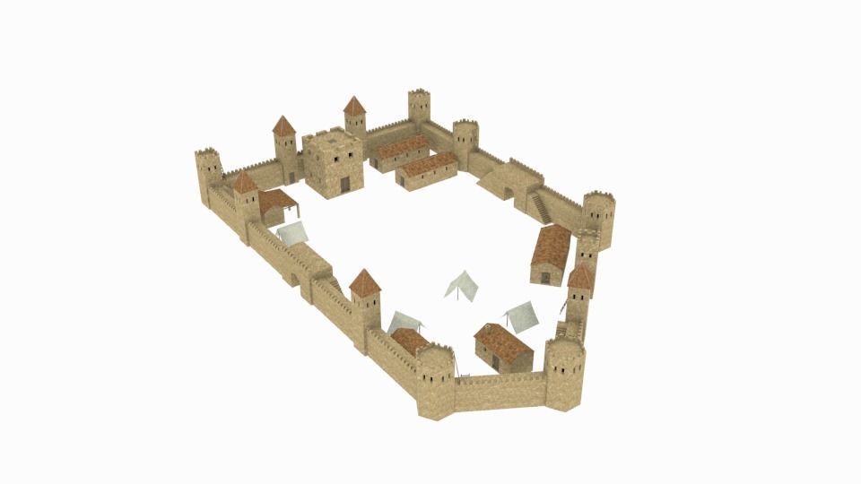 Ancient castle  Low-poly 3D model_6