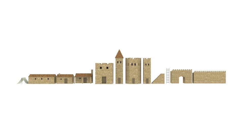Ancient castle  Low-poly 3D model_11