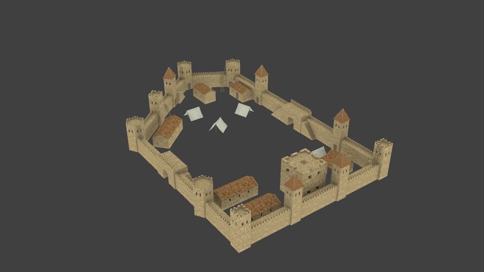 Ancient castle  Low-poly 3D model_9