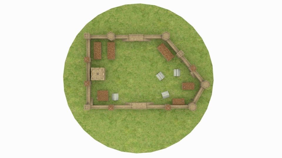 Ancient castle  Low-poly 3D model_2