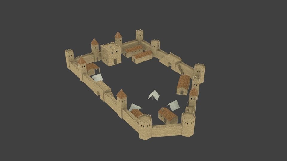 Ancient castle  Low-poly 3D model_7