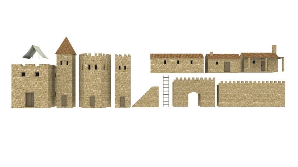 Ancient castle  Low-poly 3D model_16