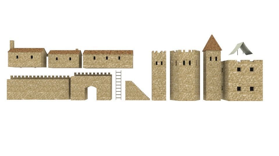 Ancient castle  Low-poly 3D model_18
