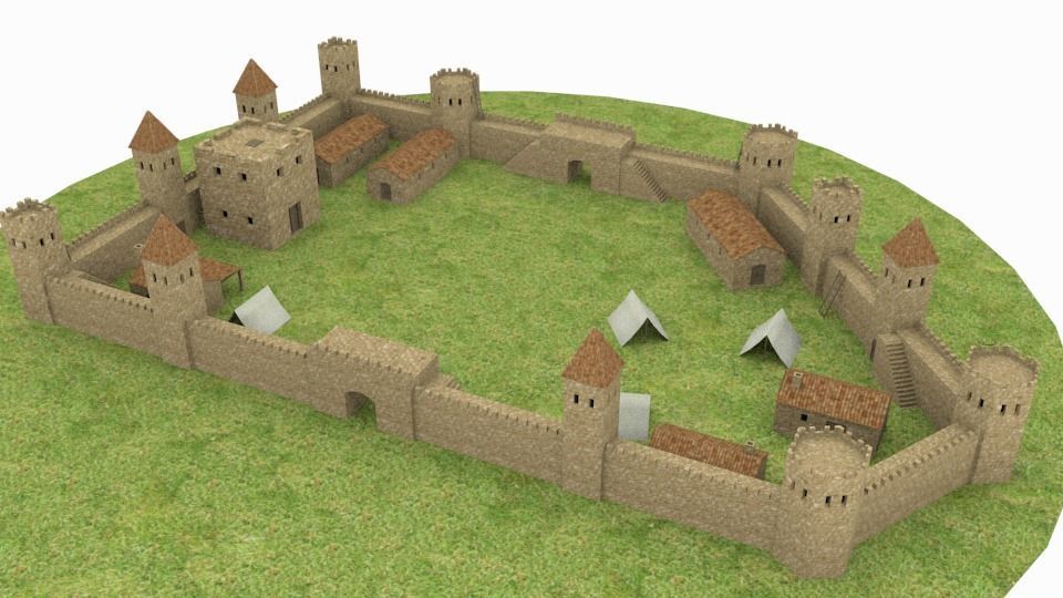 Ancient castle  Low-poly 3D model_4