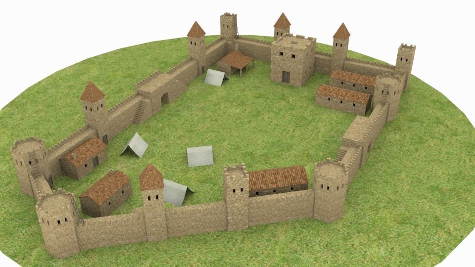 Ancient castle  Low-poly 3D model_5