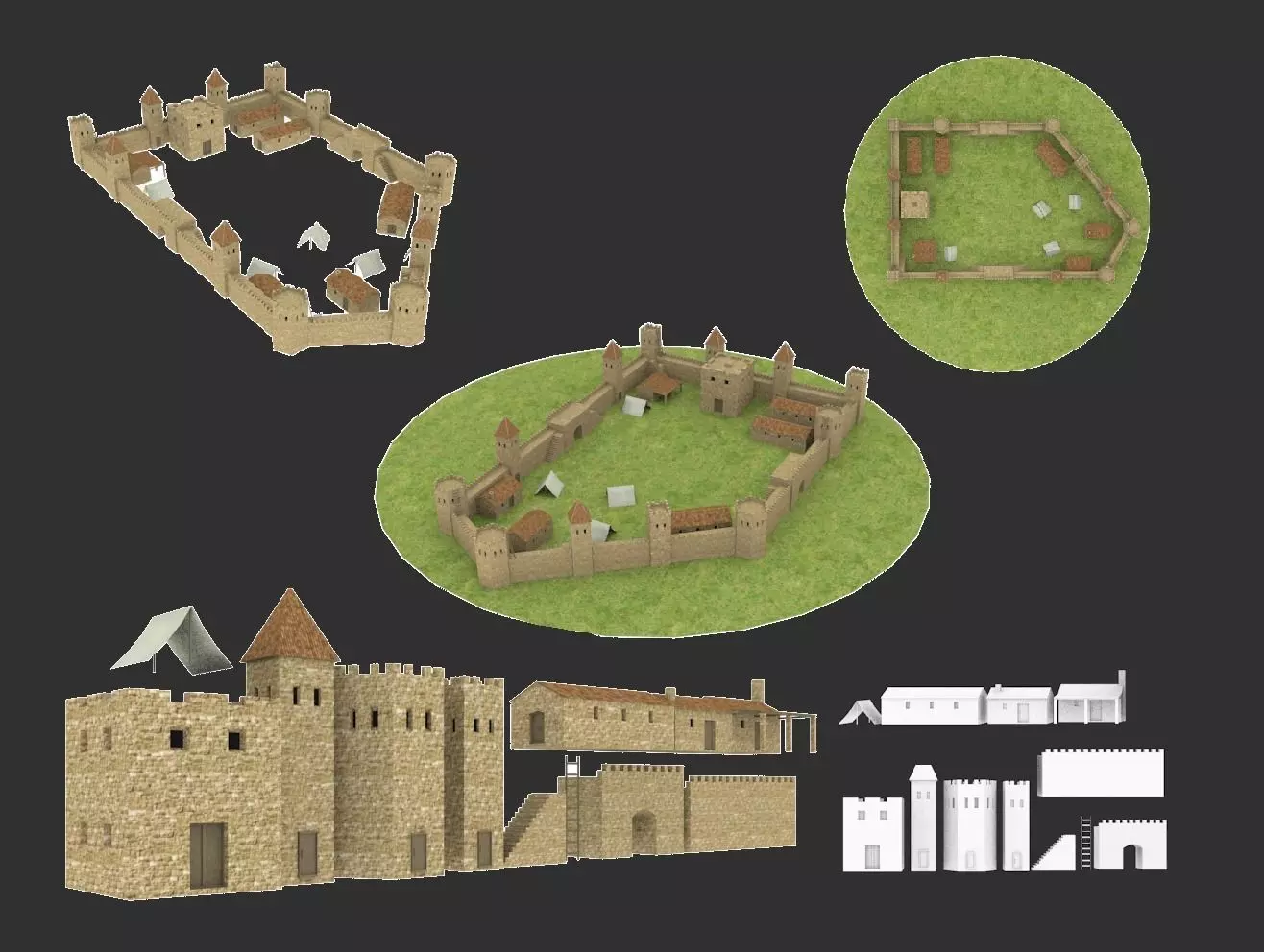 Ancient castle  Low-poly 3D model_0