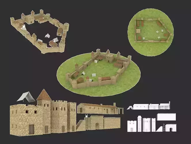 Ancient castle  Low-poly 3D model