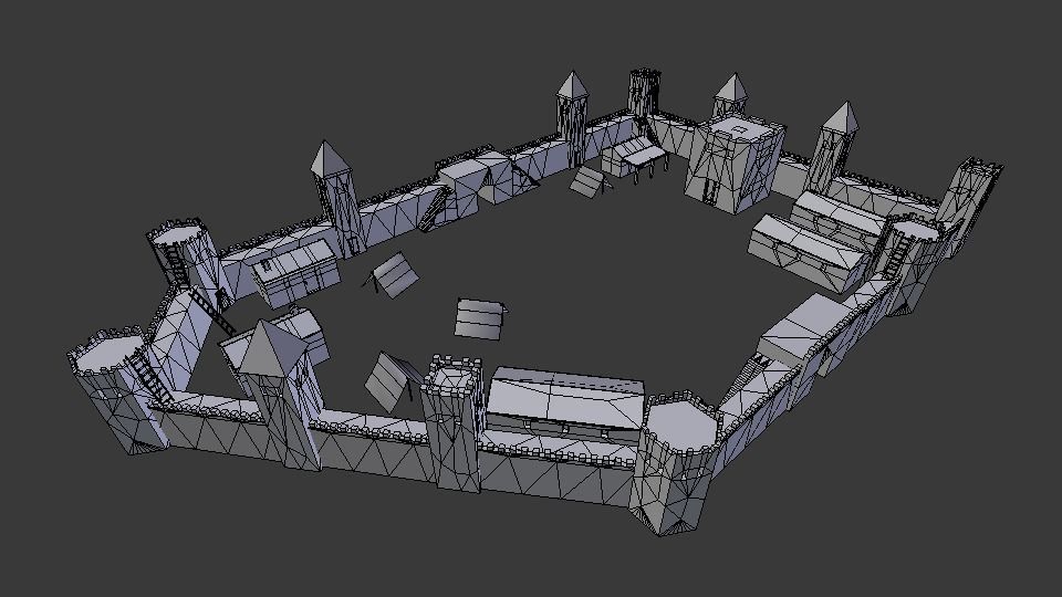 Ancient castle  Low-poly 3D model_10