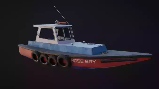 Old Harbour Boat game-ready asset