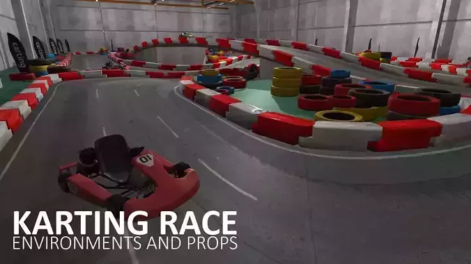 Karting race - environments and props Low-poly 3D model