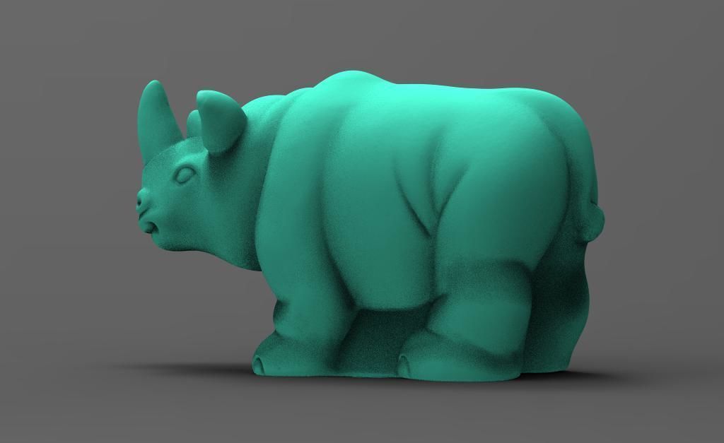 rhinoceros toy rhino in turquoise 3D print model_5