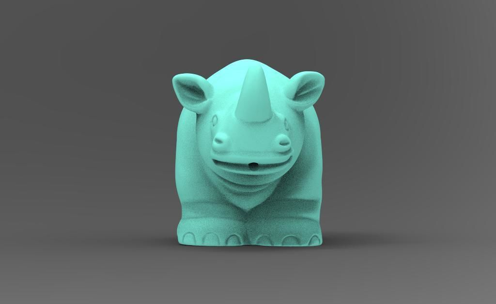 rhinoceros toy rhino in turquoise 3D print model_3