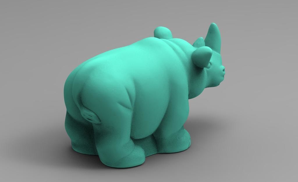 rhinoceros toy rhino in turquoise 3D print model_9