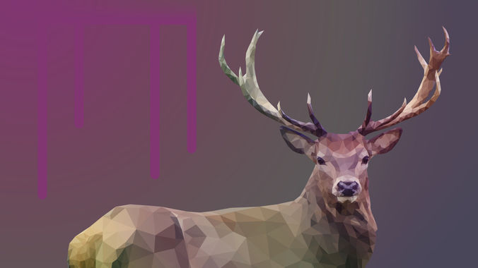 Low poly Deer polygonal Low-poly 3D model