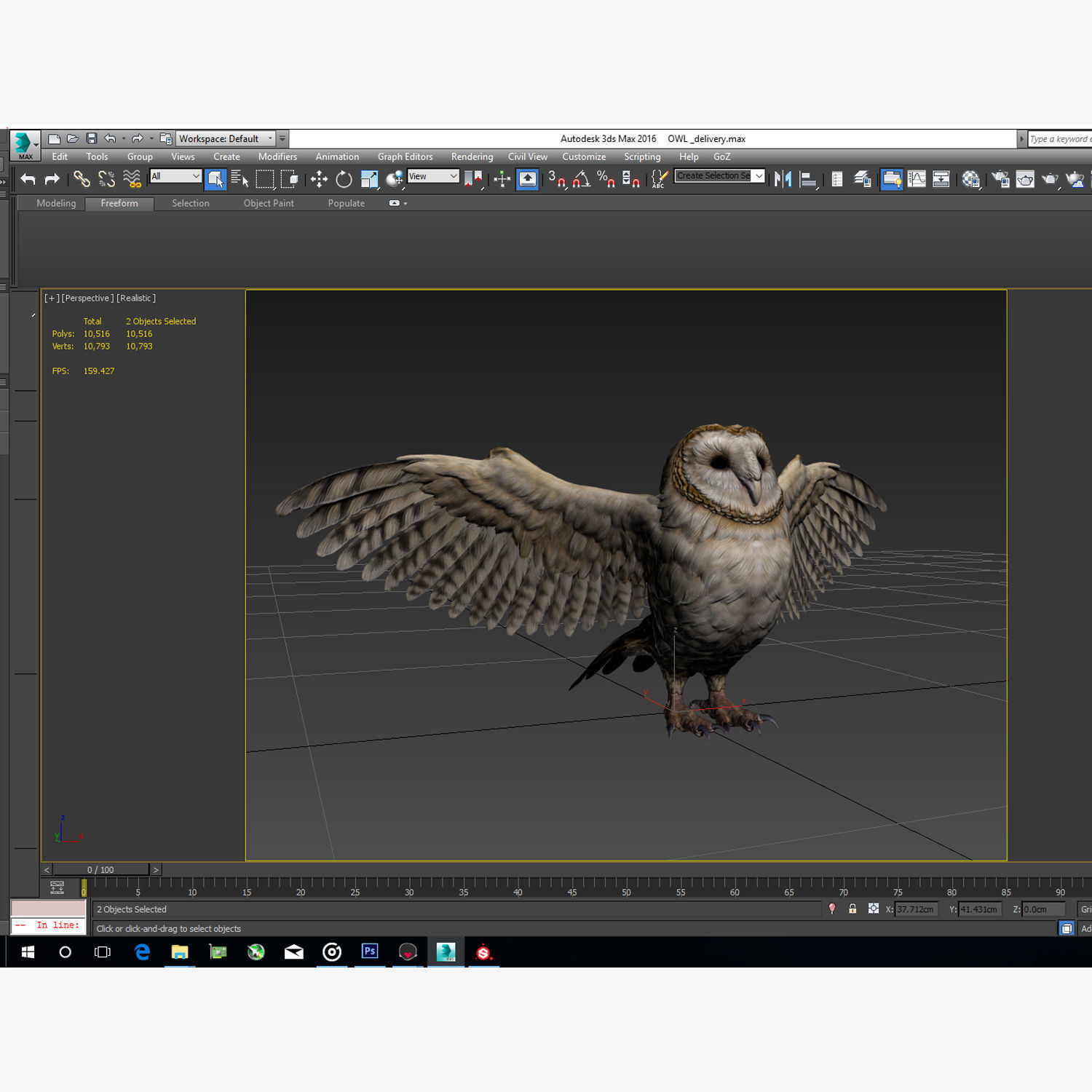 Barn Owl Low Poly Low-poly 3D model_4