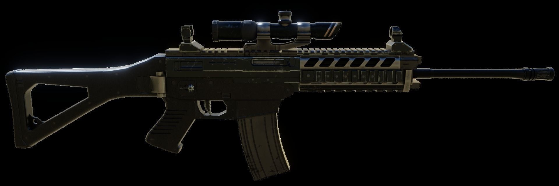 Game Ready PBR Rifle gun with scope Low-poly 3D model_1