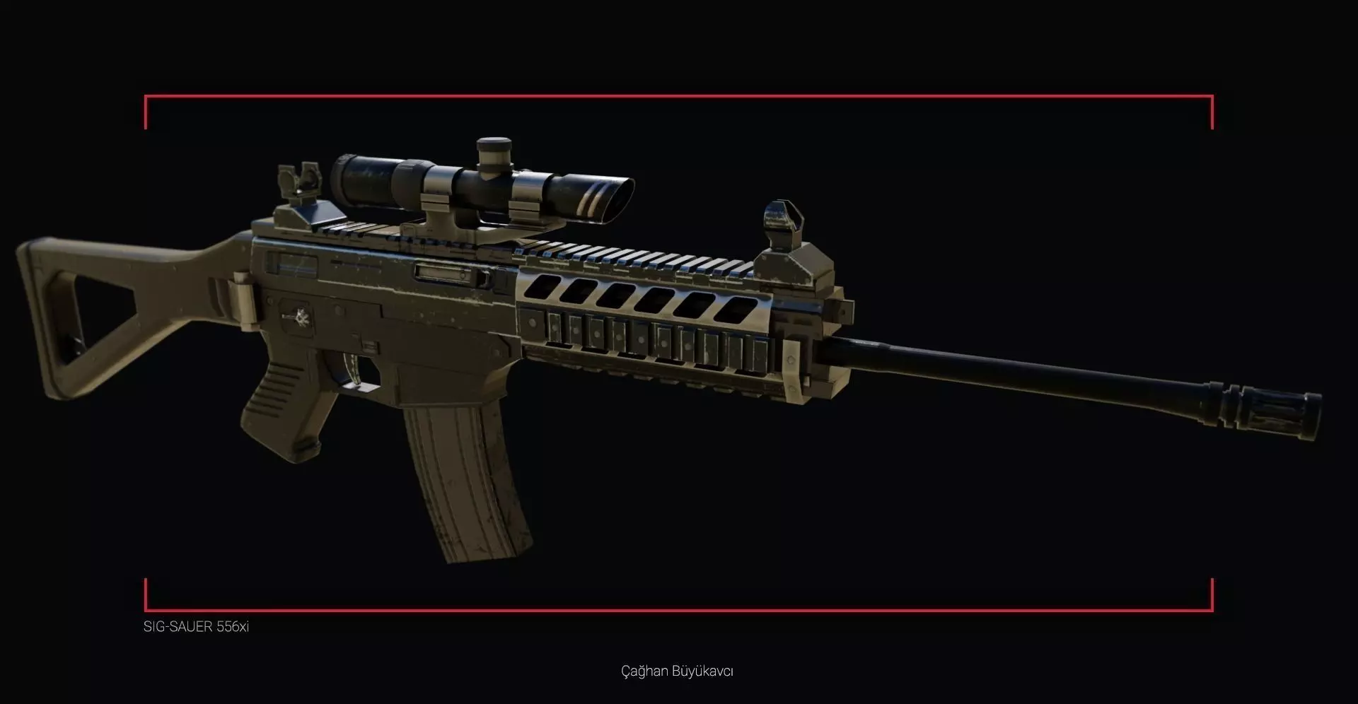 Game Ready PBR Rifle gun with scope Low-poly 3D model_0