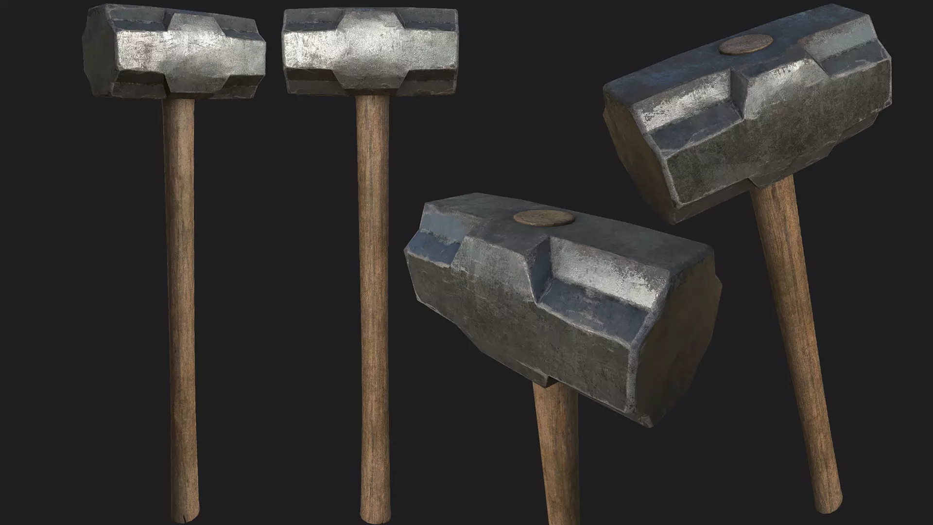 Old Sledgehammer PBR Low-poly 3D model_0