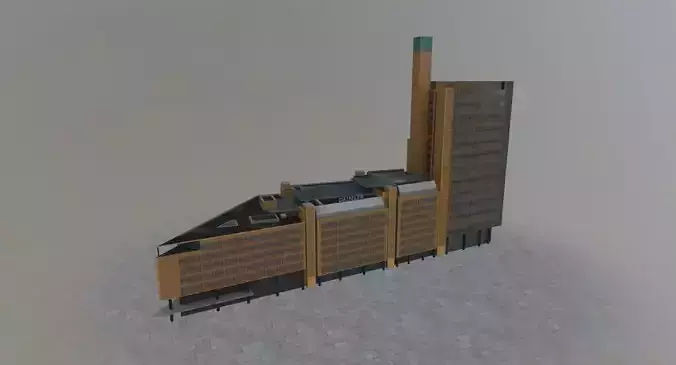 Berlin Debis Hochhaus Low-poly 3D model