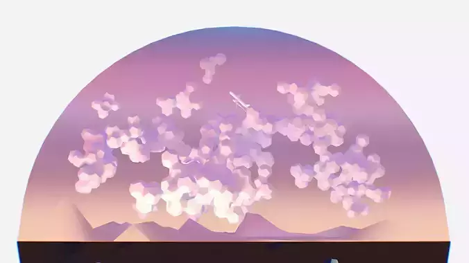 isometric pentagon dodecahedron sunset clouds night clouds 3D model