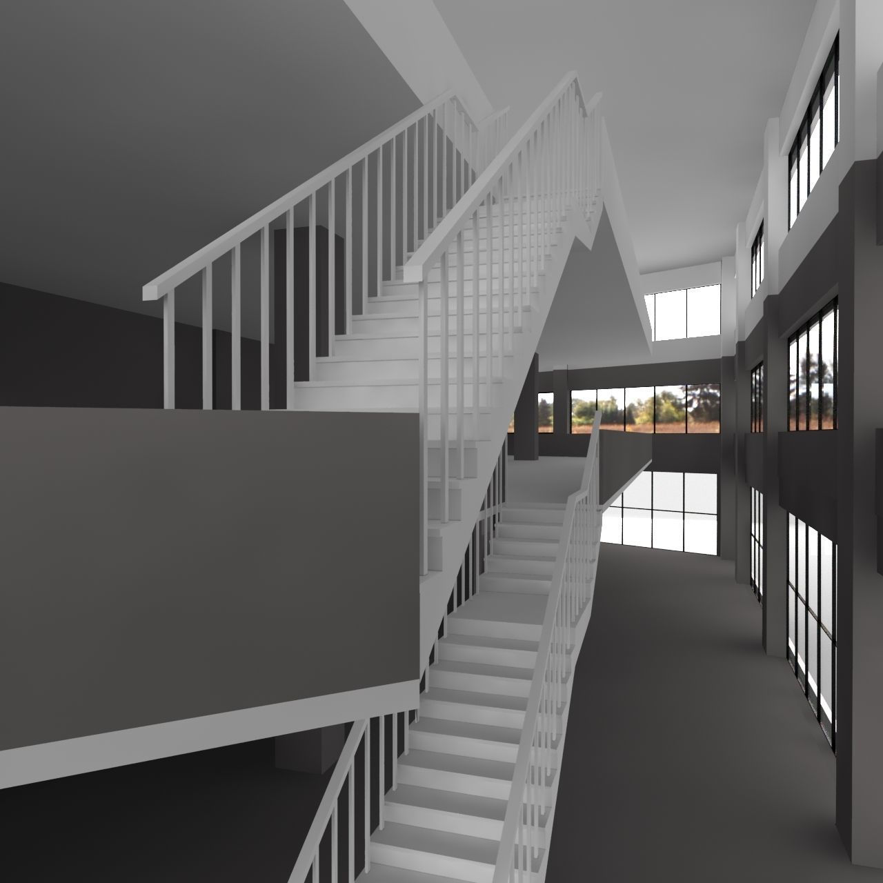 office building Low-poly 3D model_6