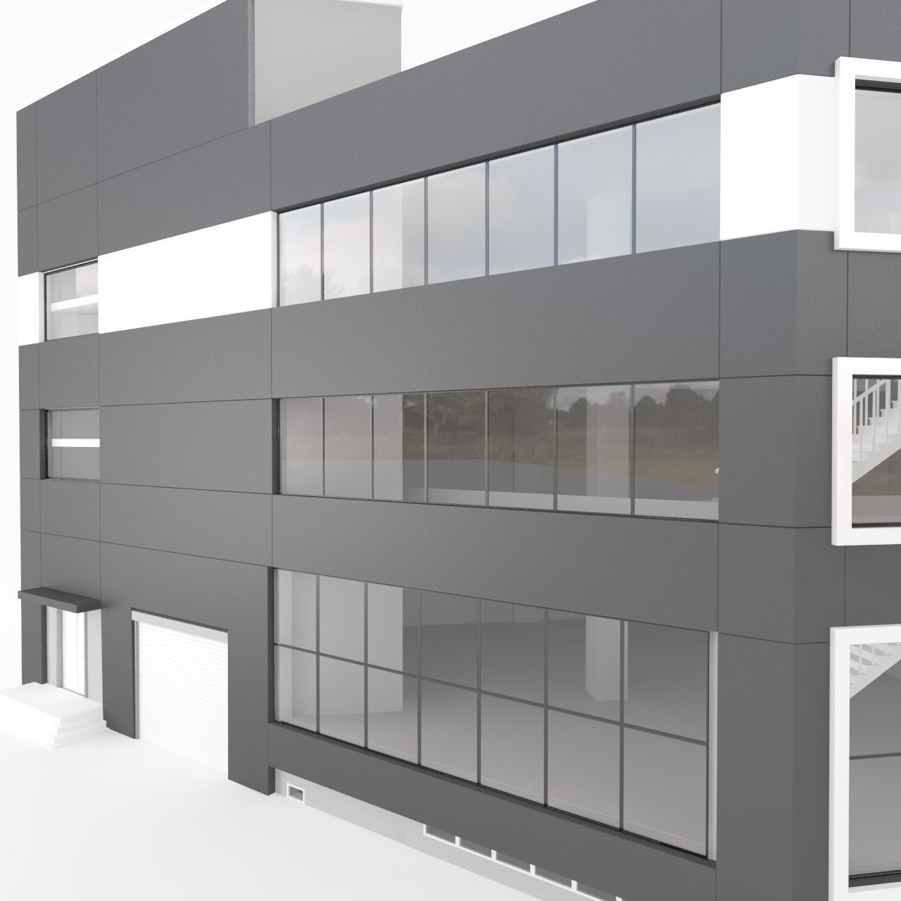 office building Low-poly 3D model_5