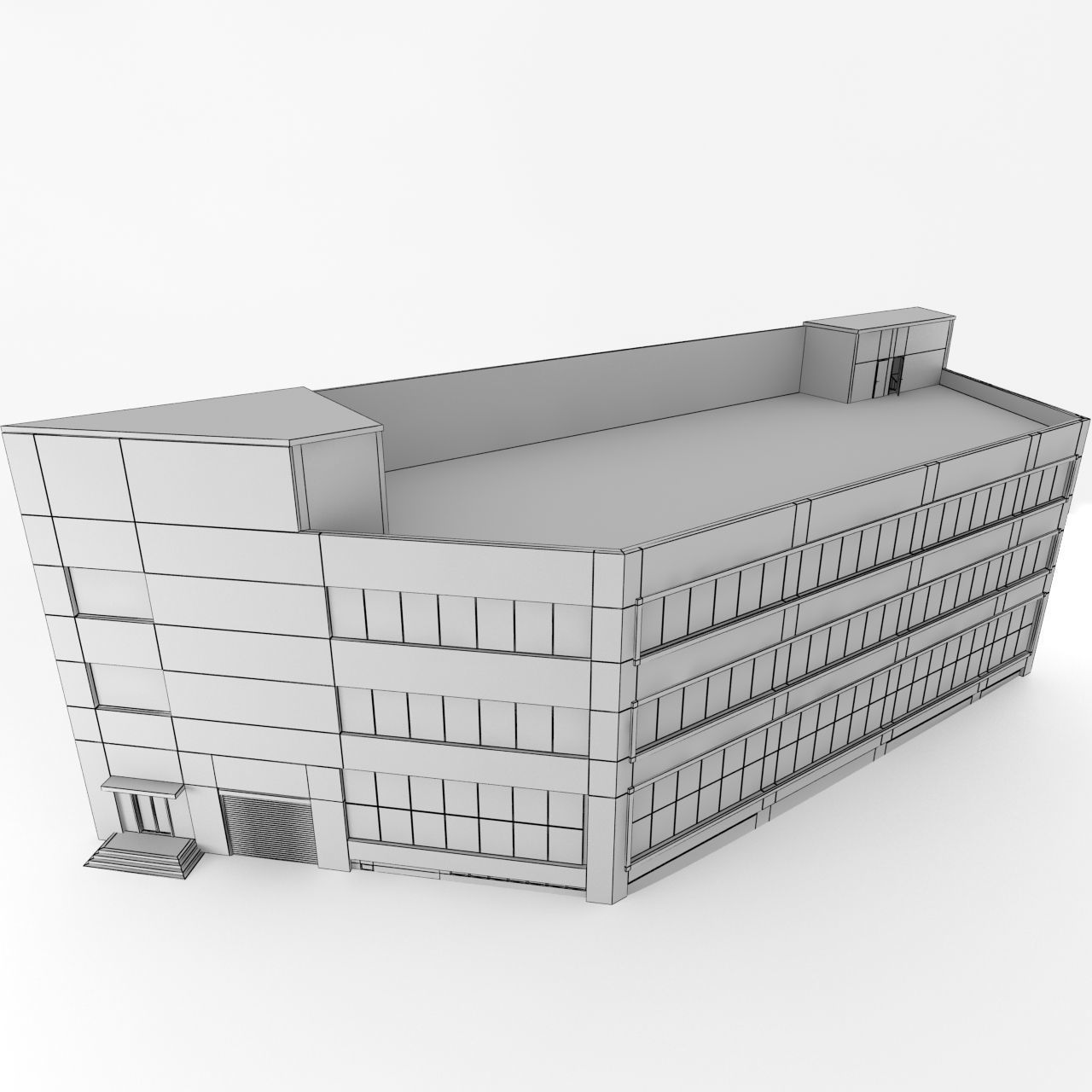 office building Low-poly 3D model_2