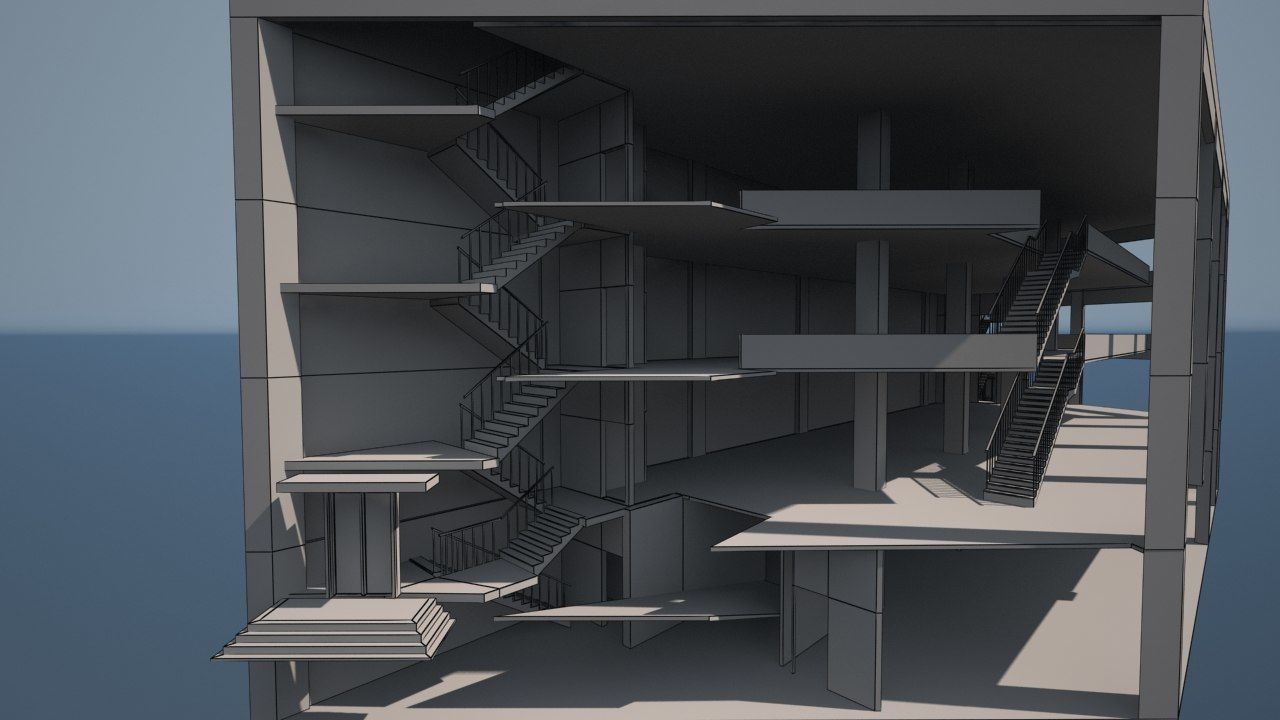 office building Low-poly 3D model_4