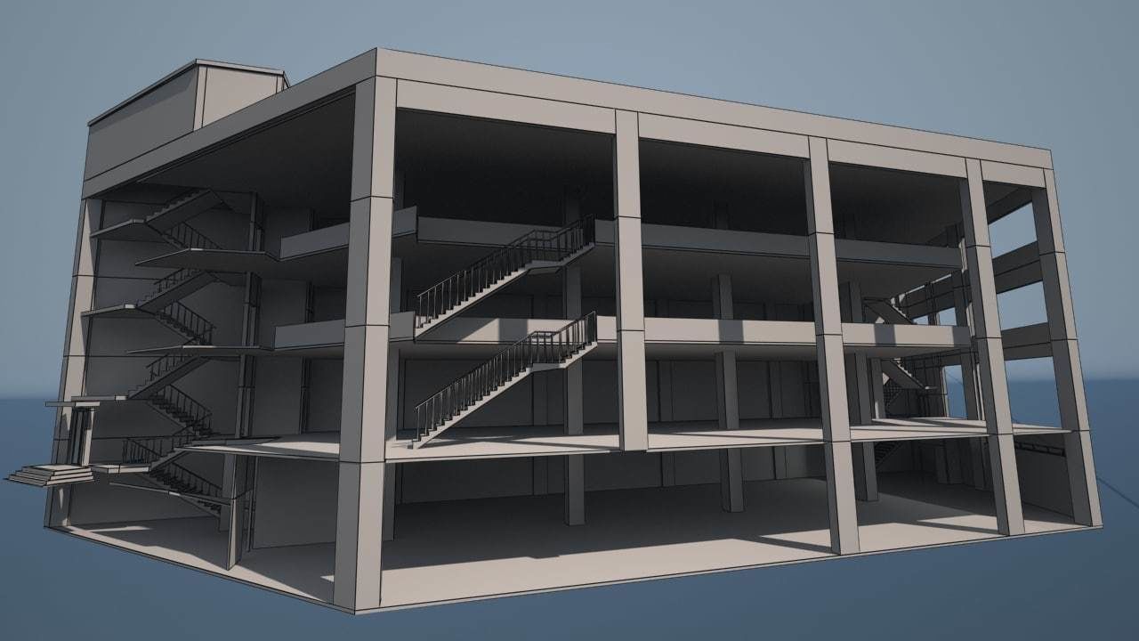 office building Low-poly 3D model_3