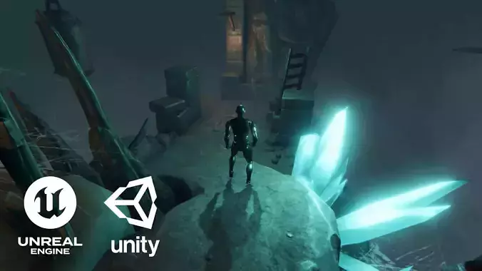 Top Down Cave Environment Pack Unity  Unreal Engine Low-poly 3D model