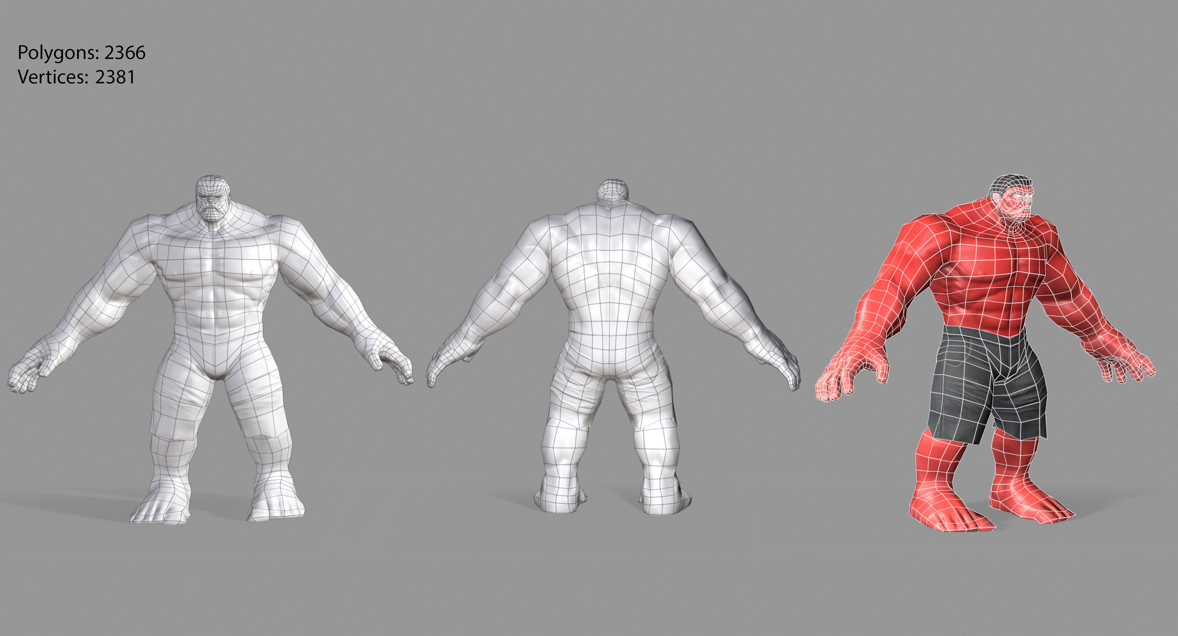 Hulk red Low-poly 3D model_28