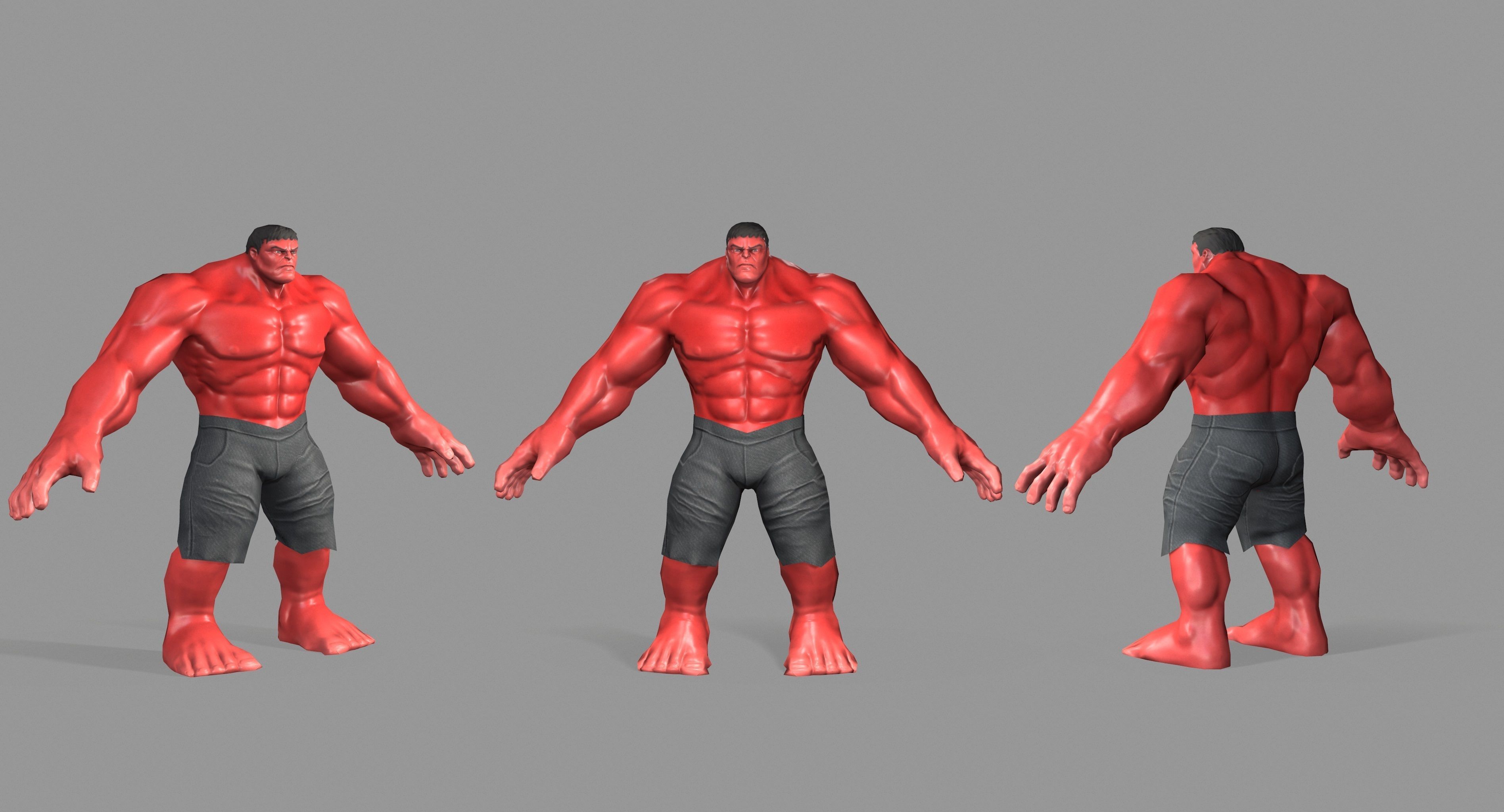 Hulk red Low-poly 3D model_26