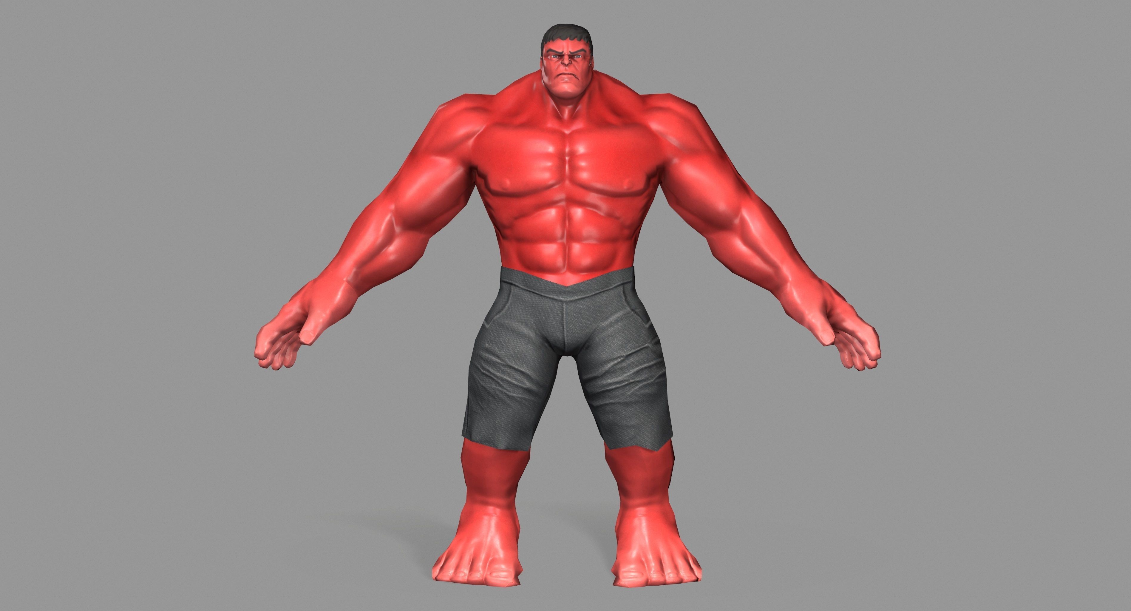 Hulk red Low-poly 3D model_1