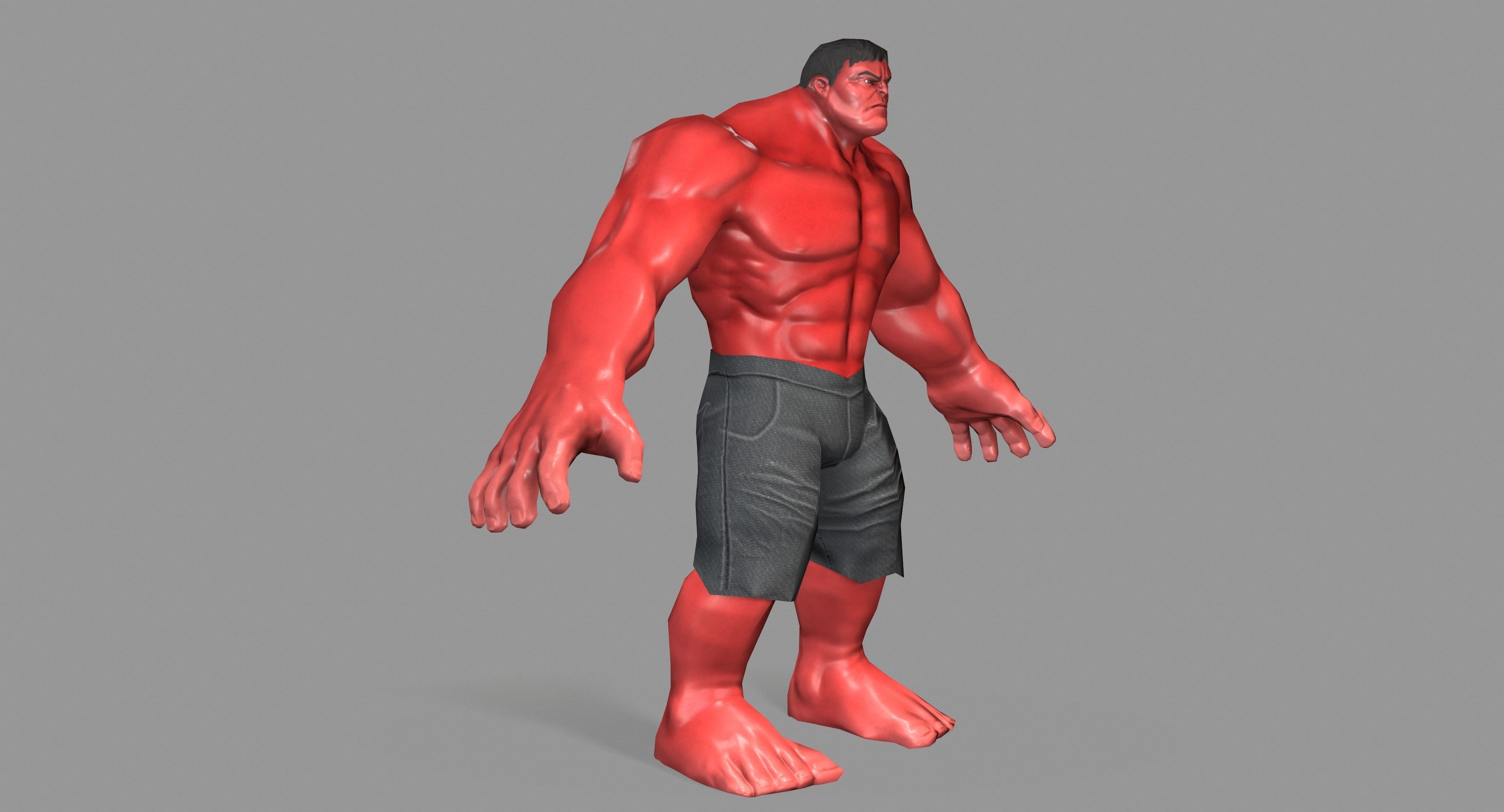 Hulk red Low-poly 3D model_2