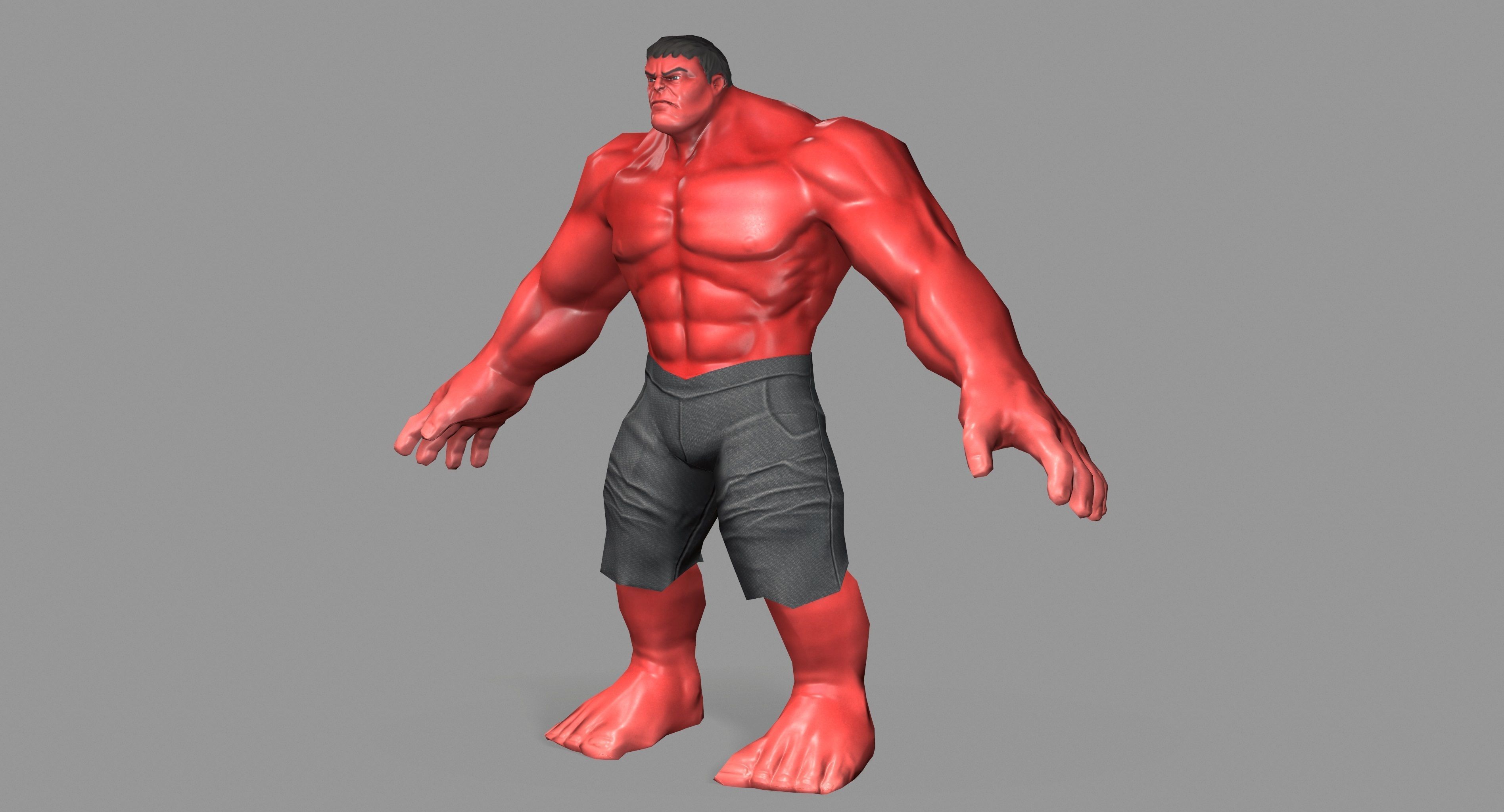 Hulk red Low-poly 3D model_8