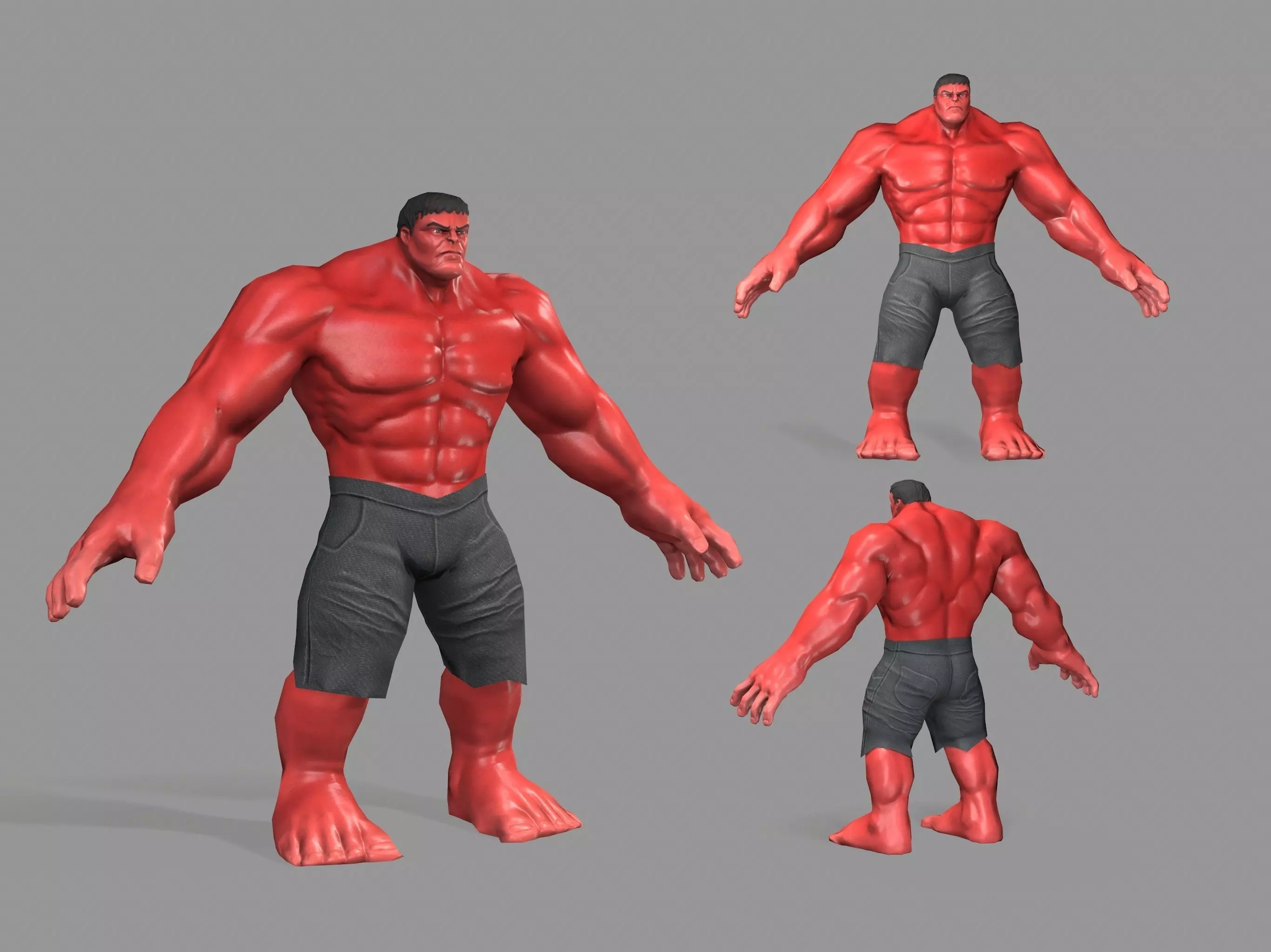Hulk red Low-poly 3D model_0