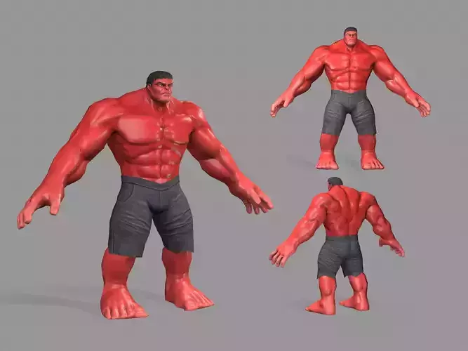 Hulk red Low-poly 3D model