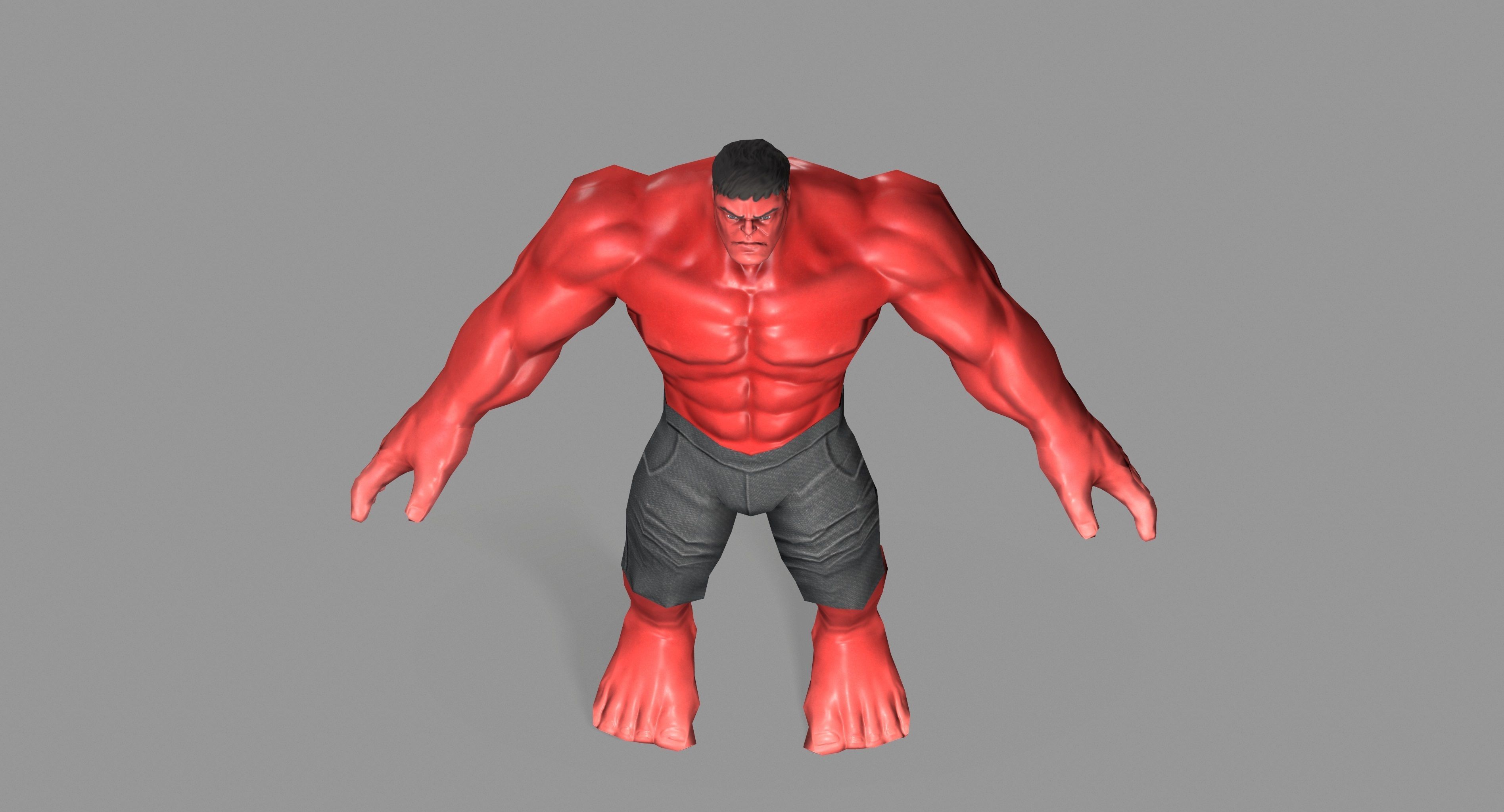 Hulk red Low-poly 3D model_10