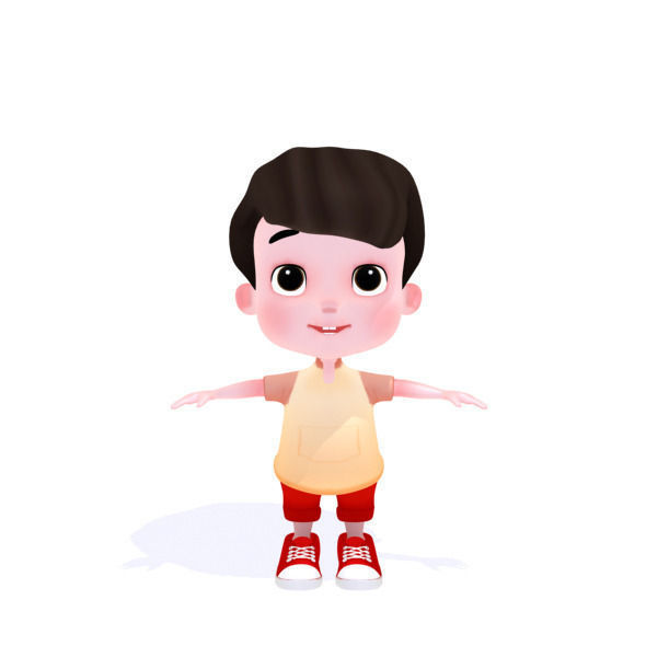 Cartoon Boy Low-poly 3D model_23