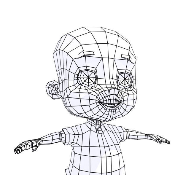 Cartoon Boy Low-poly 3D model_9