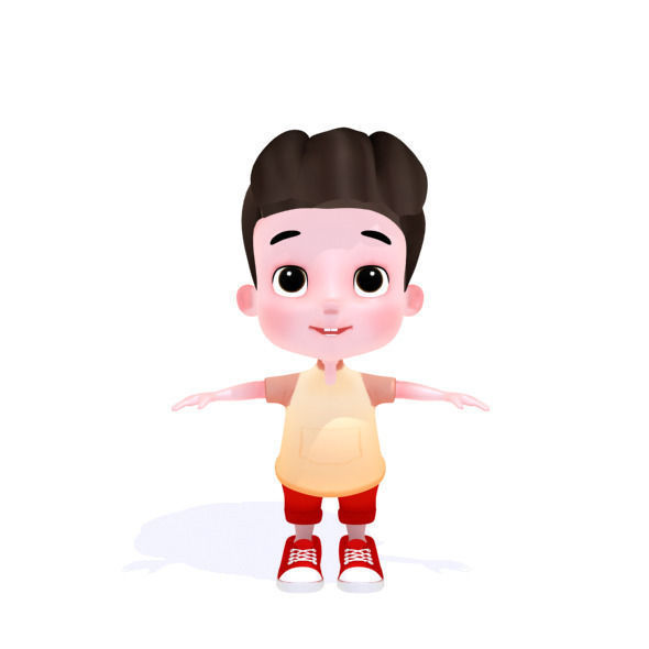 Cartoon Boy Low-poly 3D model_25