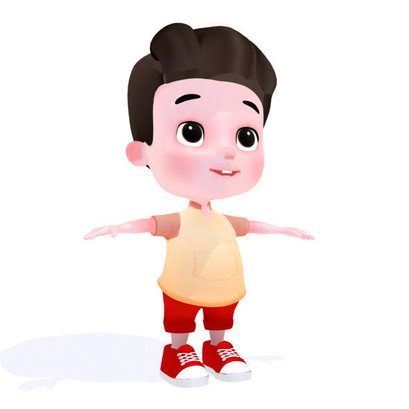 Cartoon Boy Low-poly 3D model_1