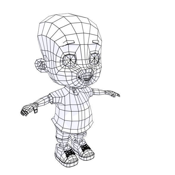 Cartoon Boy Low-poly 3D model_11