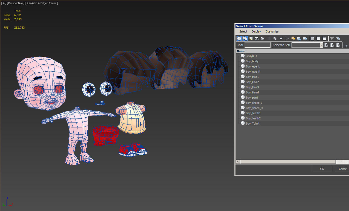 Cartoon Boy Low-poly 3D model_14