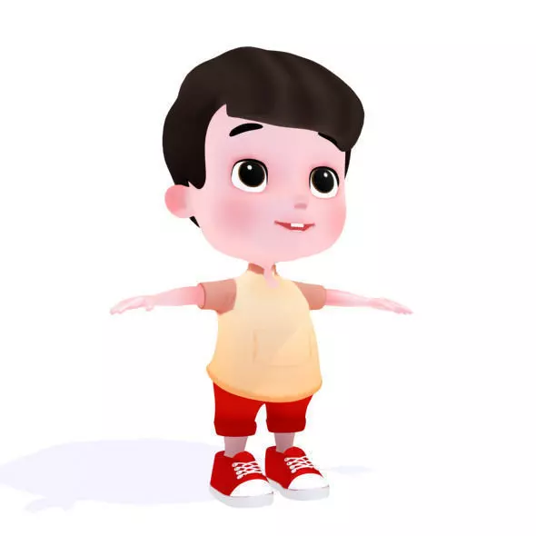 Cartoon Boy Low-poly 3D model_0