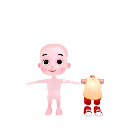 Cartoon Boy Low-poly 3D model_26