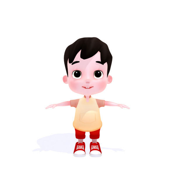 Cartoon Boy Low-poly 3D model_24