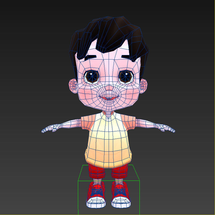 Cartoon Boy Low-poly 3D model_17