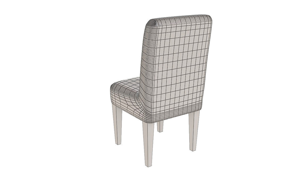 Padded dining room chair 3D model_6